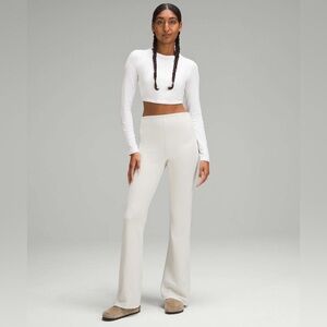 Lululemon Brushed Softstreme Ribbed Zip Flared Pant in Bone